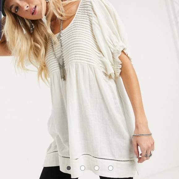Free People Elsie Puff Sleeve Tunic in White - Picture 5 of 14